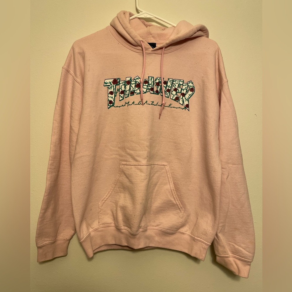 Thrasher Hoodie Pink w/ Roses logo